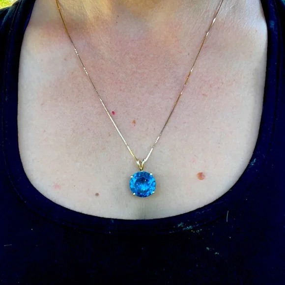14k Gold & London Blue Topaz Necklace